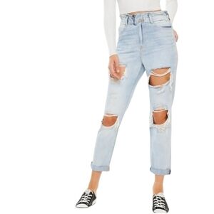 KANCAN Darel Ultra High Rise Paperbag Mom Jeans Distressed NWT